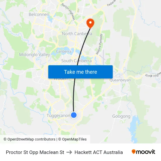 Proctor St Opp Maclean St to Hackett ACT Australia map