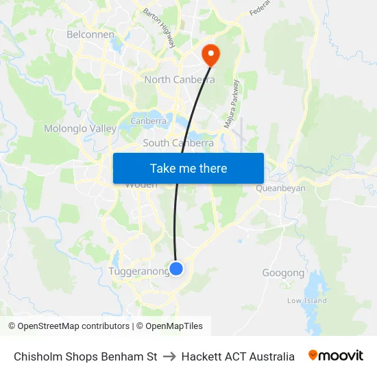 Chisholm Shops Benham St to Hackett ACT Australia map