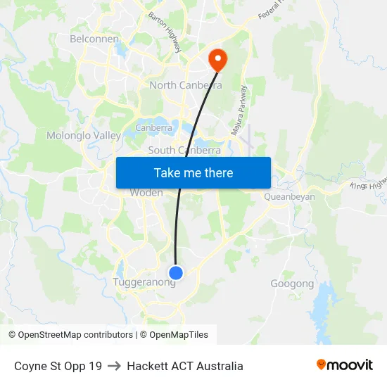 Coyne St Opp 19 to Hackett ACT Australia map