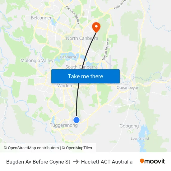 Bugden Av Before Coyne St to Hackett ACT Australia map