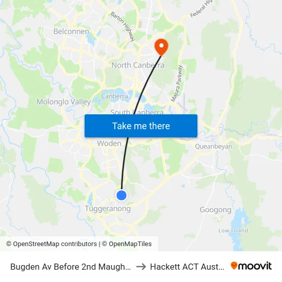 Bugden Av Before 2nd Maughan Cr to Hackett ACT Australia map