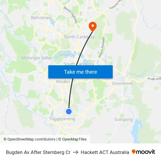 Bugden Av After Sternberg Cr to Hackett ACT Australia map