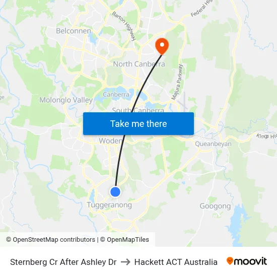 Sternberg Cr After Ashley Dr to Hackett ACT Australia map