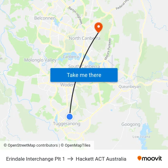 Erindale Interchange Plt 1 to Hackett ACT Australia map