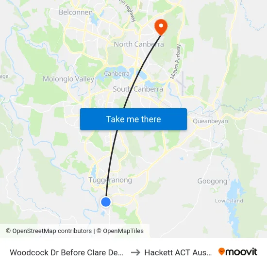 Woodcock Dr Before Clare Dennis Av to Hackett ACT Australia map