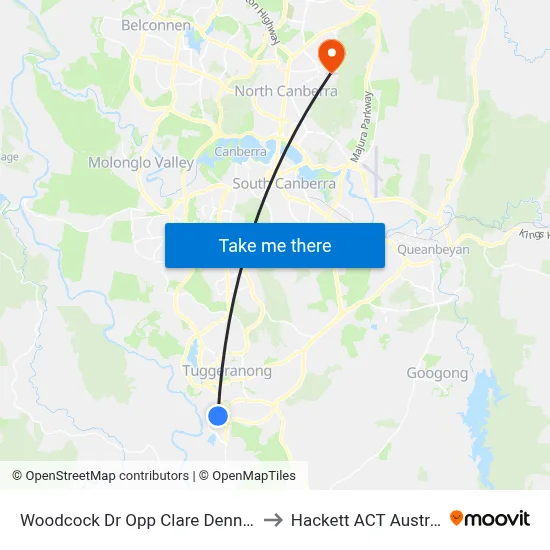 Woodcock Dr Opp Clare Dennis Av to Hackett ACT Australia map