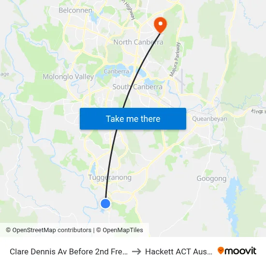 Clare Dennis Av Before 2nd Fred Ln Cr to Hackett ACT Australia map