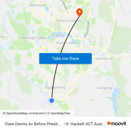 Clare Dennis Av Before Preddey Way to Hackett ACT Australia map