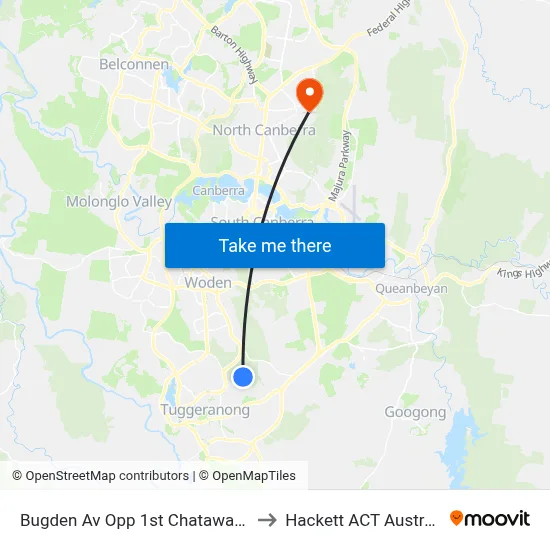 Bugden Av Opp 1st Chataway Cr to Hackett ACT Australia map