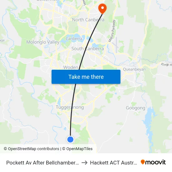 Pockett Av After Bellchambers Cr to Hackett ACT Australia map