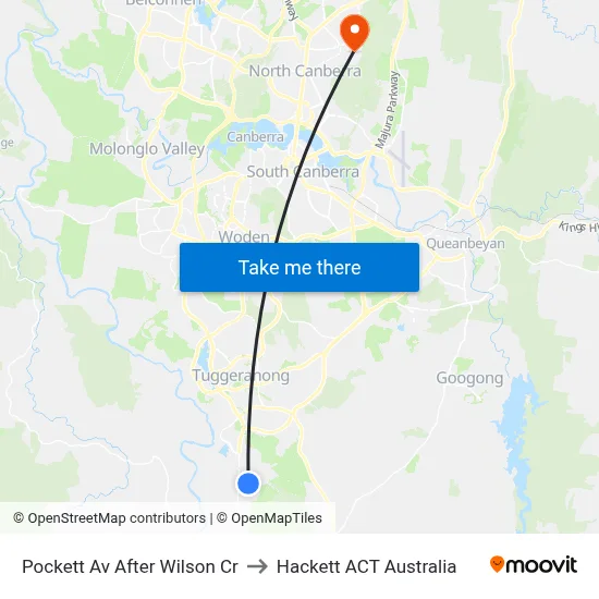 Pockett Av After Wilson Cr to Hackett ACT Australia map