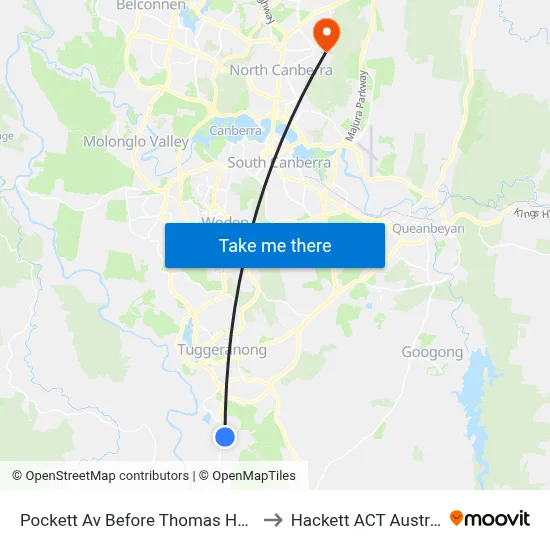 Pockett Av Before Thomas Hart St to Hackett ACT Australia map