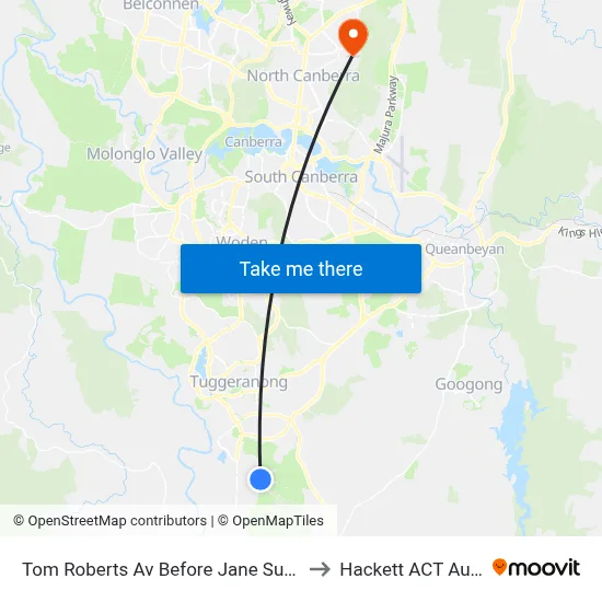 Tom Roberts Av Before Jane Sutherland St to Hackett ACT Australia map
