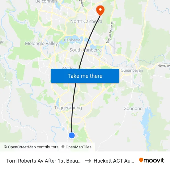 Tom Roberts Av After 1st Beaumaris St to Hackett ACT Australia map