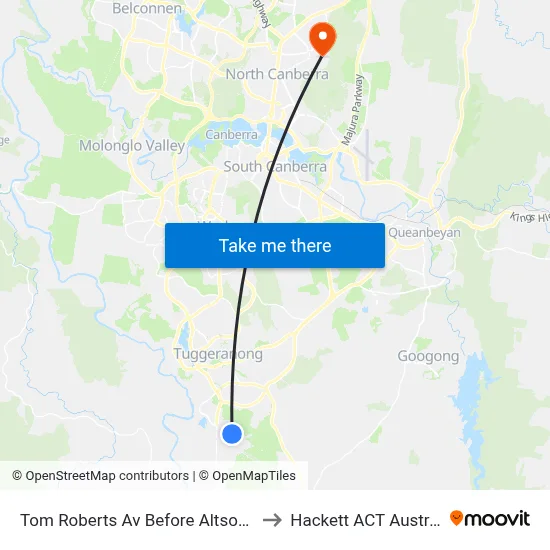 Tom Roberts Av Before Altson Cct to Hackett ACT Australia map