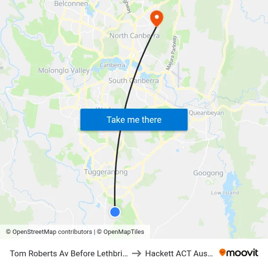 Tom Roberts Av Before Lethbridge St to Hackett ACT Australia map