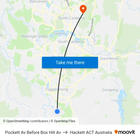 Pockett Av Before Box Hill Av to Hackett ACT Australia map