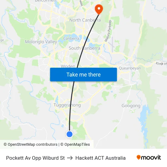 Pockett Av Opp Wiburd St to Hackett ACT Australia map