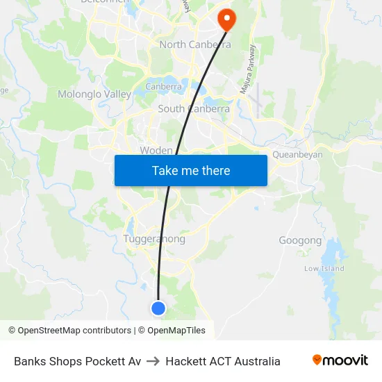 Banks Shops Pockett Av to Hackett ACT Australia map