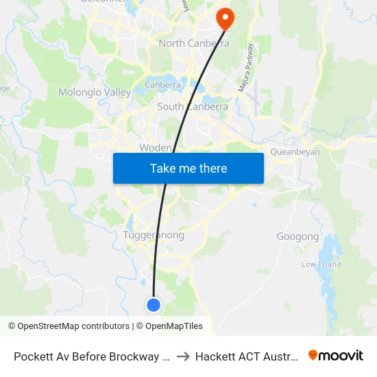 Pockett Av Before Brockway Cct to Hackett ACT Australia map