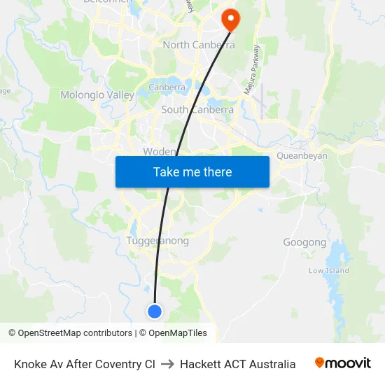 Knoke Av After Coventry Cl to Hackett ACT Australia map