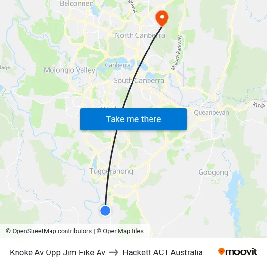 Knoke Av Opp Jim Pike Av to Hackett ACT Australia map