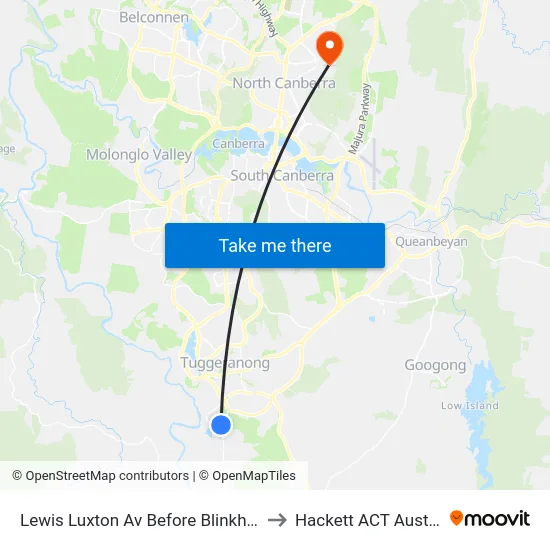 Lewis Luxton Av Before Blinkhorn Pl to Hackett ACT Australia map