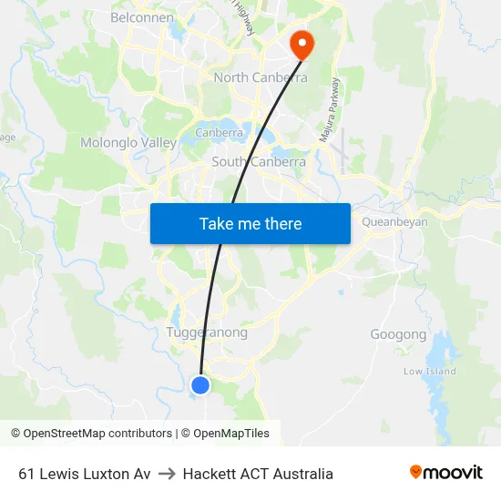 61 Lewis Luxton Av to Hackett ACT Australia map