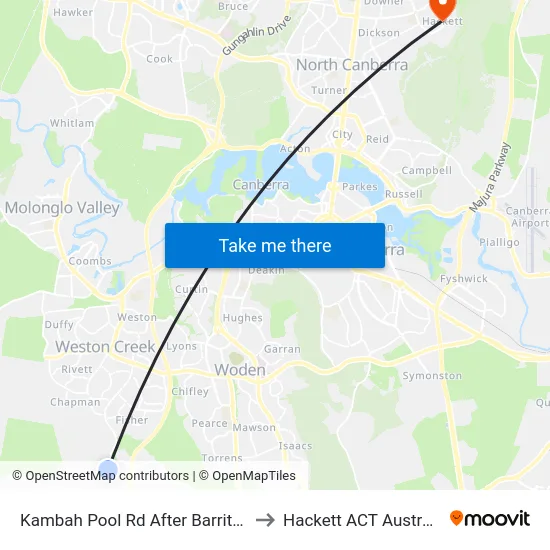 Kambah Pool Rd After Barritt St to Hackett ACT Australia map