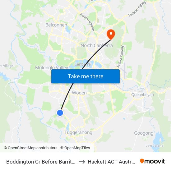 Boddington Cr Before Barritt St to Hackett ACT Australia map