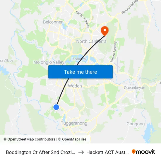 Boddington Cr After 2nd Crozier Cct to Hackett ACT Australia map