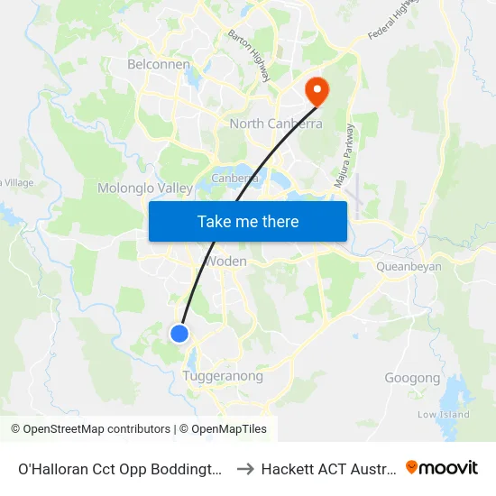 O'Halloran Cct Opp Boddington Cr to Hackett ACT Australia map