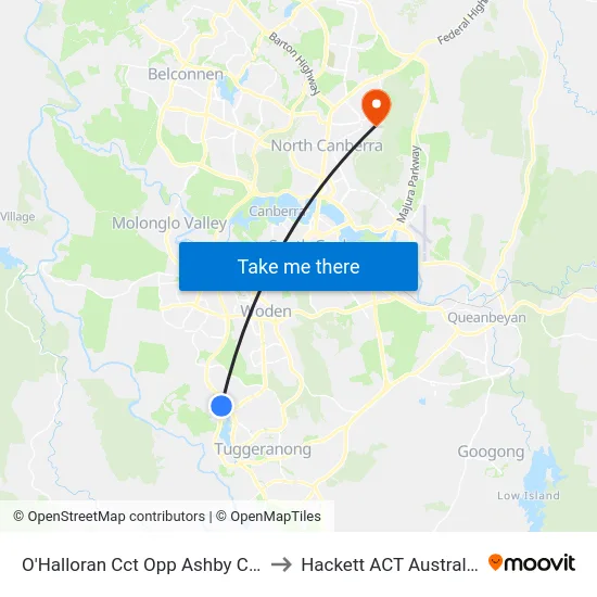 O'Halloran Cct Opp Ashby Cct to Hackett ACT Australia map