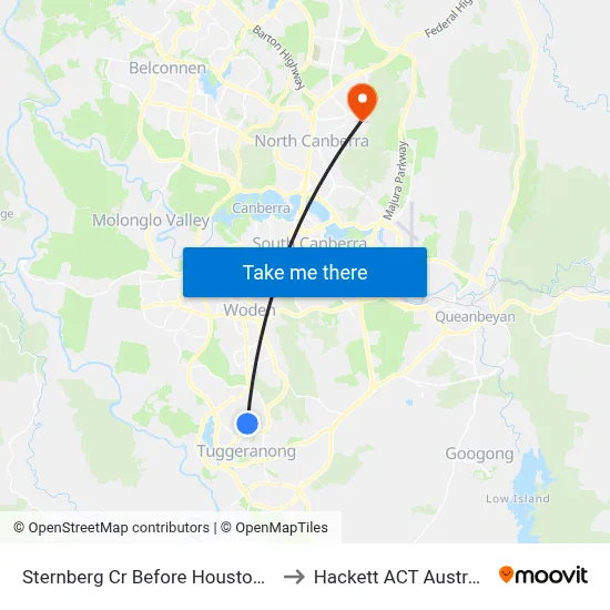 Sternberg Cr Before Houston St to Hackett ACT Australia map