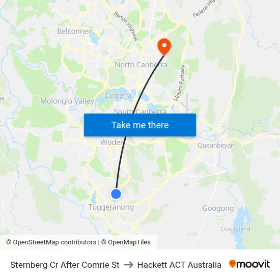 Sternberg Cr After Comrie St to Hackett ACT Australia map