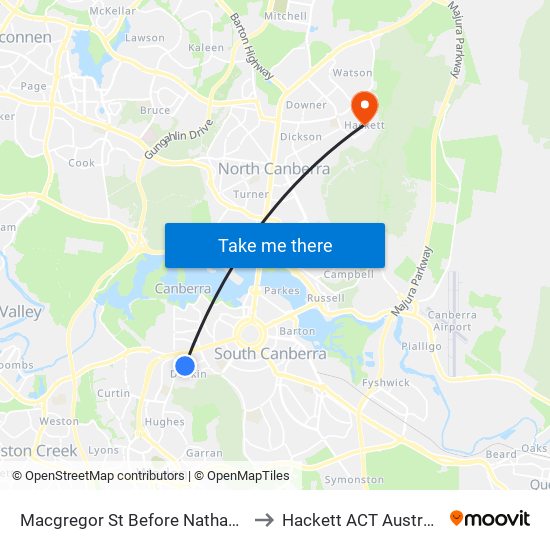 Macgregor St Before Nathan St to Hackett ACT Australia map