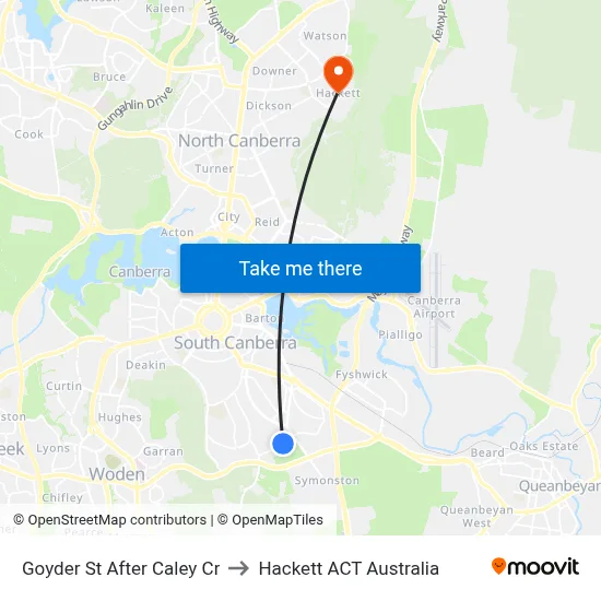 Goyder St After Caley Cr to Hackett ACT Australia map
