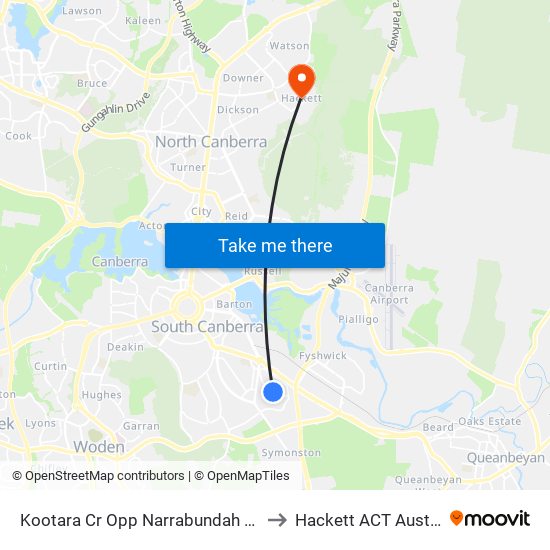Kootara Cr Opp Narrabundah Shops to Hackett ACT Australia map