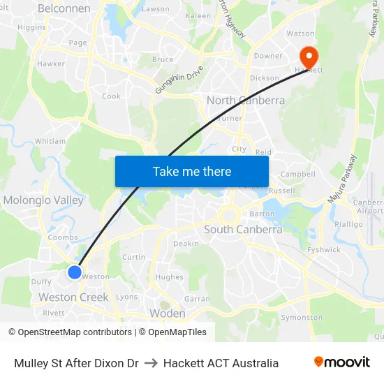 Mulley St After Dixon Dr to Hackett ACT Australia map