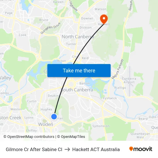 Gilmore Cr After Sabine Cl to Hackett ACT Australia map