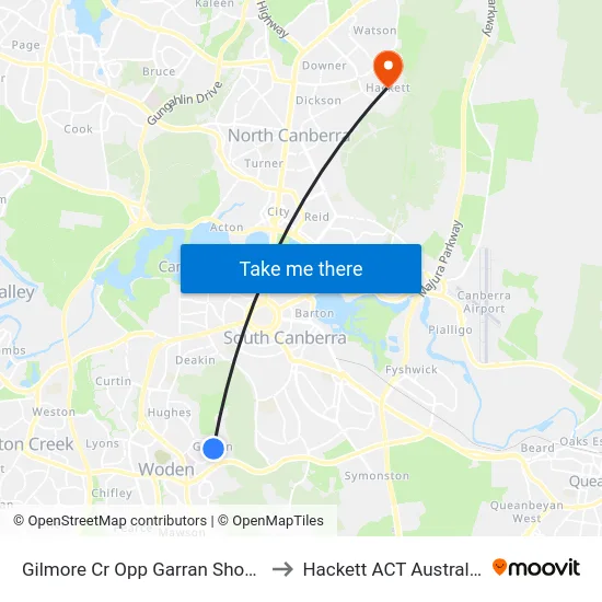 Gilmore Cr Opp Garran Shops to Hackett ACT Australia map
