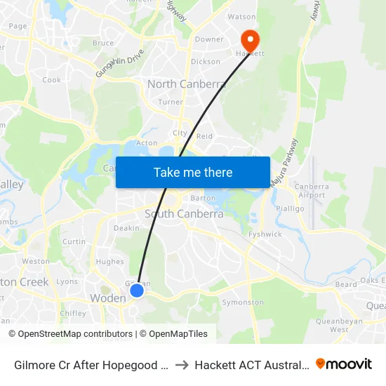 Gilmore Cr After Hopegood Pl to Hackett ACT Australia map
