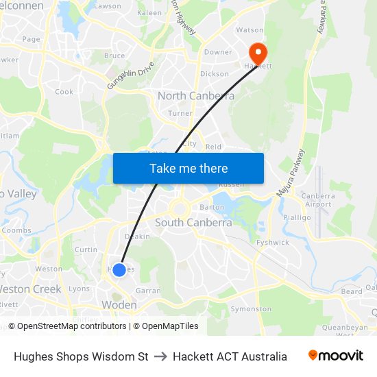 Hughes Shops Wisdom St to Hackett ACT Australia map