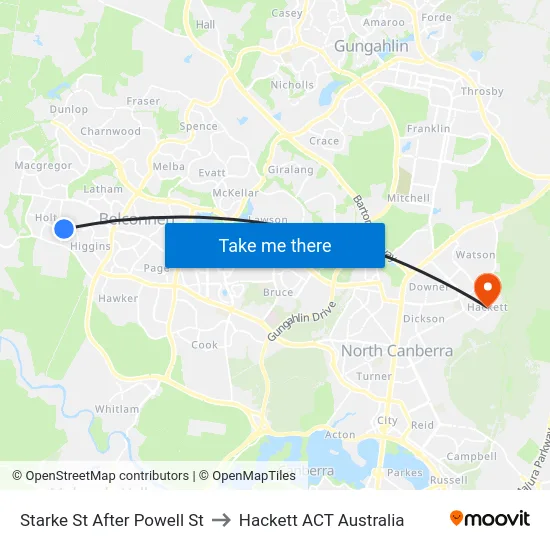 Starke St After Powell St to Hackett ACT Australia map