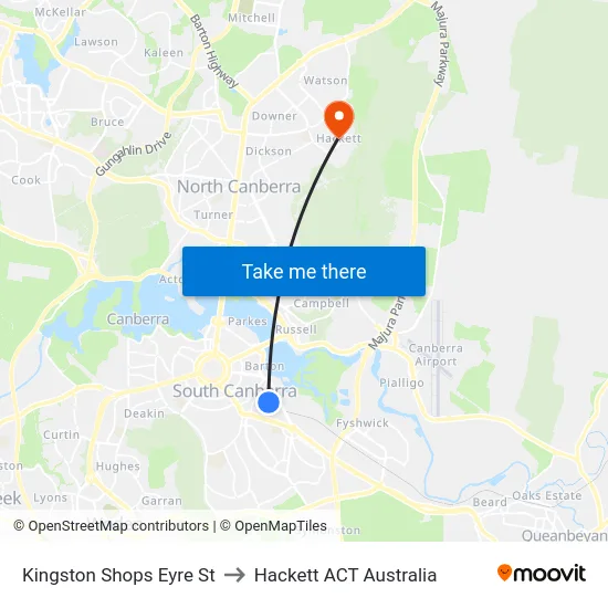 Kingston Shops Eyre St to Hackett ACT Australia map