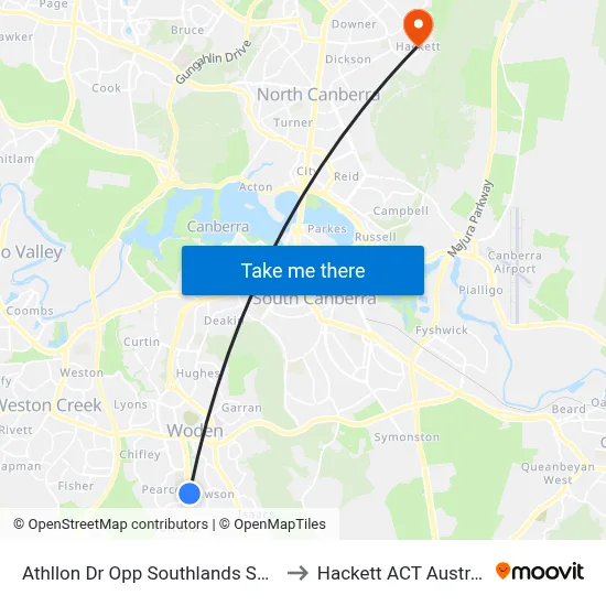 Athllon Dr Opp Southlands Shops to Hackett ACT Australia map