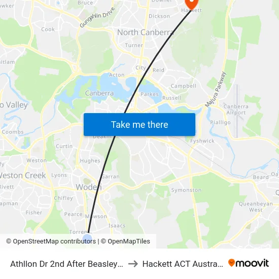 Athllon Dr 2nd After Beasley St to Hackett ACT Australia map