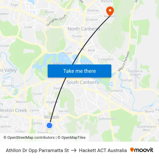 Athllon Dr Opp Parramatta St to Hackett ACT Australia map