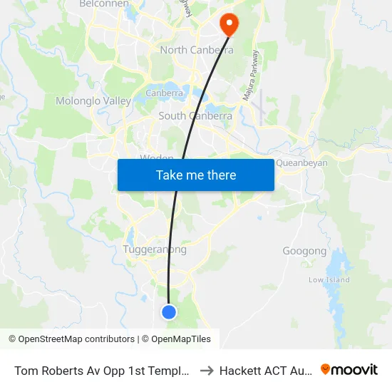 Tom Roberts Av Opp 1st Templestowe Av to Hackett ACT Australia map