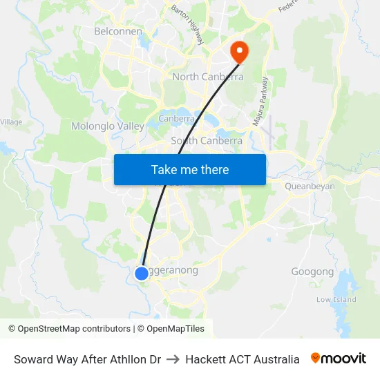 Soward Way After Athllon Dr to Hackett ACT Australia map
